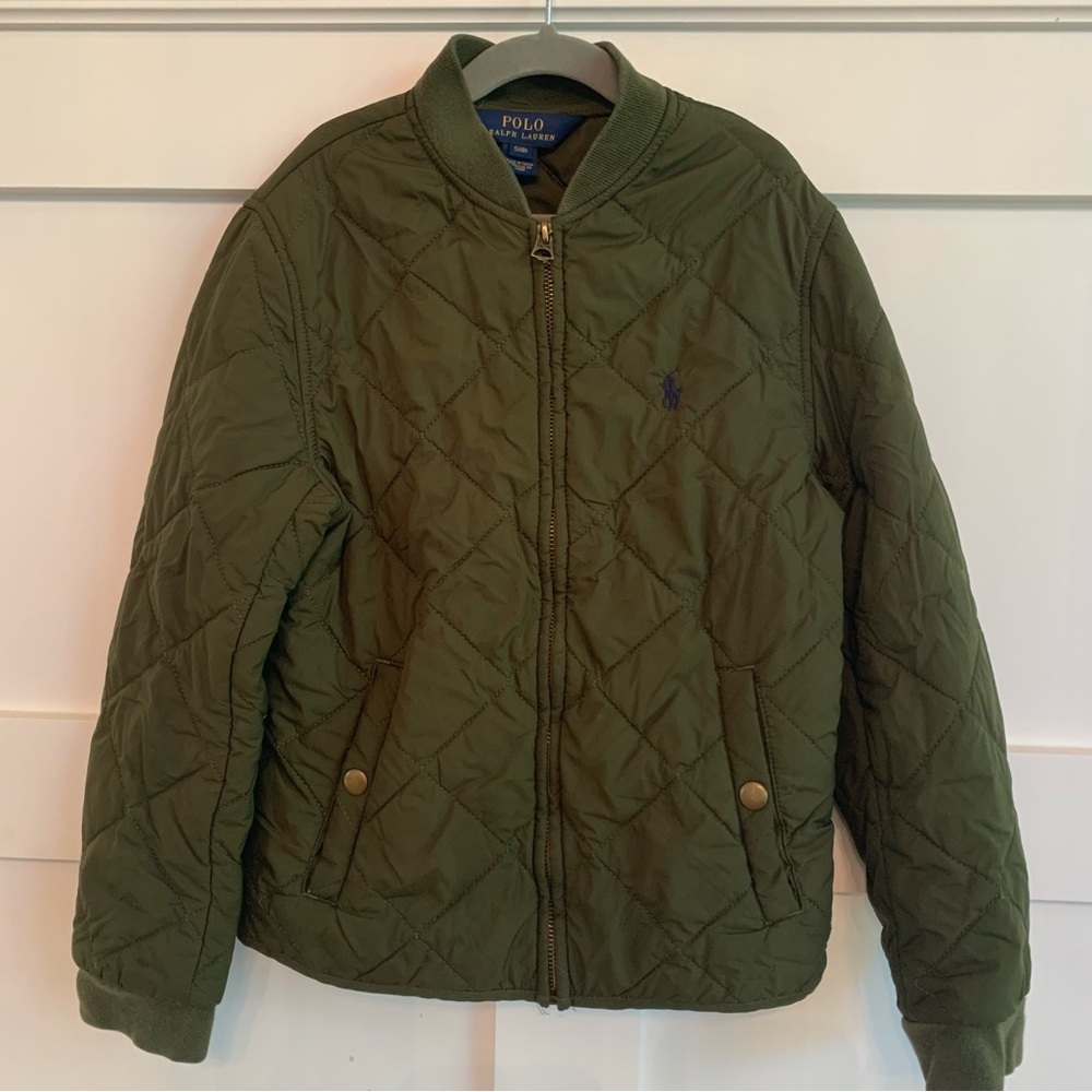 Polo Ralph Lauren Boy’s Olive Green Quilted Bomber Jacket with Zipper Size S/8